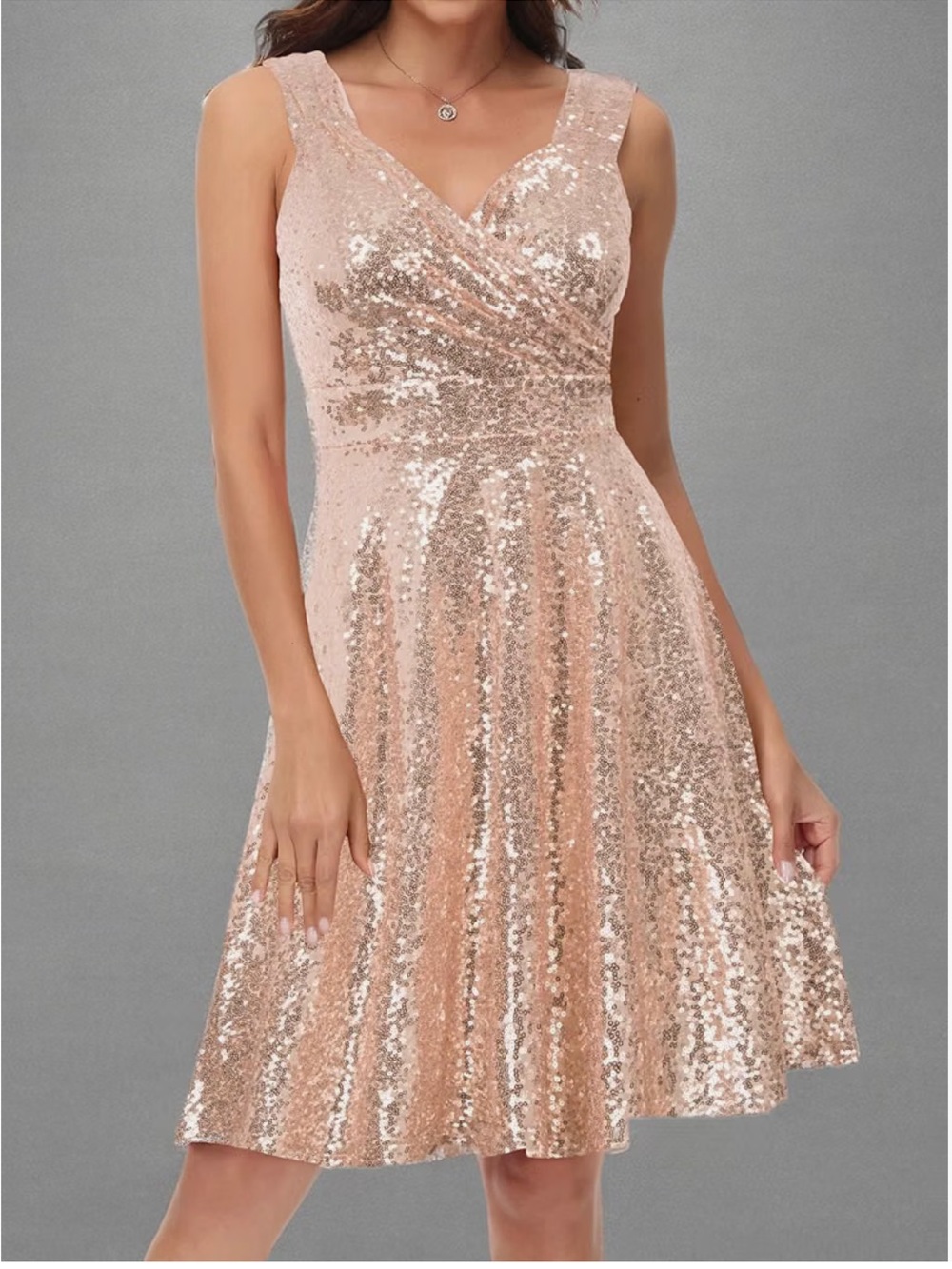 Grace Karin Rose Gold/Pale Pink Formal Dress